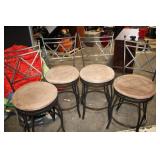 Set of 4 Metal Bar Stools with Cushioned Seats