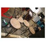 Set of 4 Metal Bar Stools with Cushioned Seats