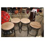 Set of 4 Metal Bar Stools with Cushioned Seats