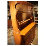 Vintage Wooden Hutch with Shelves and Drawers