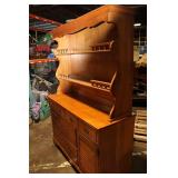 Vintage Wooden Hutch with Shelves and Drawers