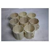 Set of 8 Vintage Ceramic Mugs with Delicate Embossed Design
