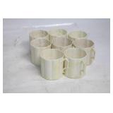 Set of 8 Vintage Ceramic Mugs with Delicate Embossed Design