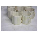 Set of 8 Vintage Ceramic Mugs with Delicate Embossed Design