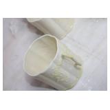 Set of 8 Vintage Ceramic Mugs with Delicate Embossed Design