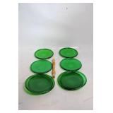 Set of 6 Vintage Green Glass Plates