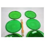 Set of 6 Vintage Green Glass Plates