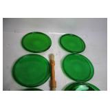 Set of 6 Vintage Green Glass Plates