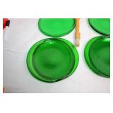 Set of 6 Vintage Green Glass Plates