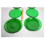 Set of 6 Vintage Green Glass Plates