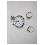 Vintage Breitling Stopwatch and 2 Rings with Gemstones