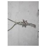 Set of Vintage Silver-Toned Jewelry - Floral Necklace and Bracelets