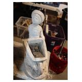 Concrete Garden Statue of Boy with Wheelbarrow