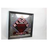Vintage Red Dog Beer Mirror with Bulldog Design