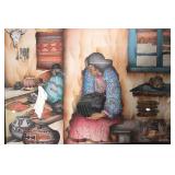 Framed Native American Artwork with Southwestern Motifs