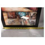 Framed Native American Artwork with Southwestern Motifs