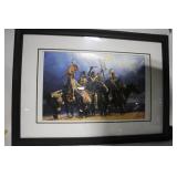 Framed Artwork with Dual Sided Pieces -- Native American Riders and Abstract Art