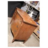 Vintage Wooden Dresser with Curved Drawers and Brass Handles