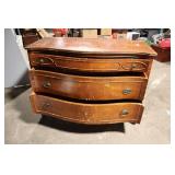 Vintage Wooden Dresser with Curved Drawers and Brass Handles