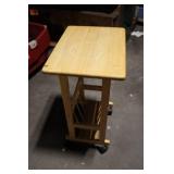 Wooden Rolling Side Table with Shelf