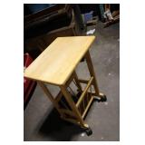 Wooden Rolling Side Table with Shelf
