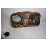 Vintage Framed Jesus Christ Print with Shepherd and Sheep