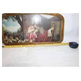 Vintage Framed Jesus Christ Print with Shepherd and Sheep