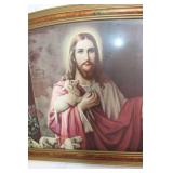 Vintage Framed Jesus Christ Print with Shepherd and Sheep