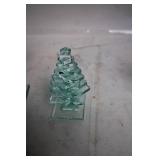 Set of Glass Candle Holders and Decorative Glass Tree