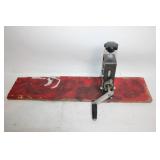 Heavy-Duty Manual Label Dispenser on Wooden Base