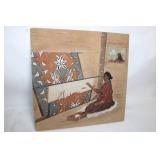 Native American Woman Weaving Artwork with Southwestern Motif