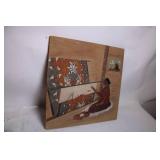 Native American Woman Weaving Artwork with Southwestern Motif