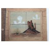 Native American Woman Weaving Artwork with Southwestern Motif