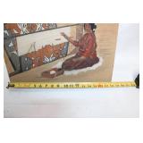 Native American Woman Weaving Artwork with Southwestern Motif
