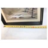 Vintage Framed Landscape Print with Signature