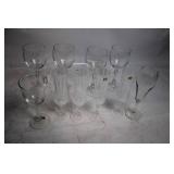 Mixed Set of 9 Wine and Champagne Glasses with Wicker Basket