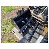 Set of MIVA Skid Steer Attachments with Hardware - 2 Buckets, 1 Tilting Bucket, Rake, Mounts, Trench Bucket, Grapple
