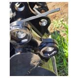 Set of MIVA Skid Steer Attachments with Hardware - 2 Buckets, 1 Tilting Bucket, Rake, Mounts, Trench Bucket, Grapple