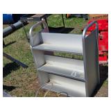 Used Double Basin Stainless Steel Sink with Aluminum Shelving Unit