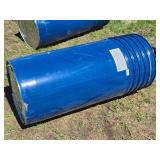 Lot of 5 Empty Blue Barrels - 37" Tall, Base is 20 1/4" - Contained Organic Coconut Cream