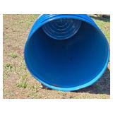 Lot of 5 Empty Blue Barrels - 37" Tall, Base is 20 1/4" - Contained Organic Coconut Cream