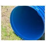 Lot of 5 Empty Blue Barrels - 37" Tall, Base is 20 1/4" - Contained Organic Coconut Cream