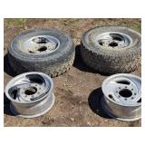 Lot of 4 rims, 2 with LT265/75R16 Tires
