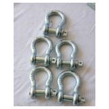 Lot of 5 WLL 6.5T 7/8 Alloy Steel Shackles