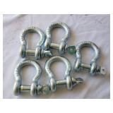 Lot of 5 WLL 4 3/4T, 3/4" Shackles