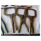 Assorted Hand Tools with C-Clamps and Pliers