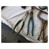Assorted Hand Tools with C-Clamps and Pliers