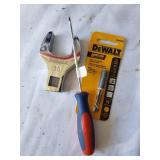 Sunex 30mm crowfoot wrench, Dewalt bit holder, Screw Driver