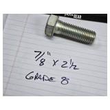 Lot of Approximately 100 Grade 8 Bolts - 7/8" x 2.5"