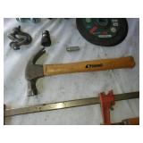 Mixed Lot of Hand Tools and Hardware Items - Hammer, Clevis, Clamp and More